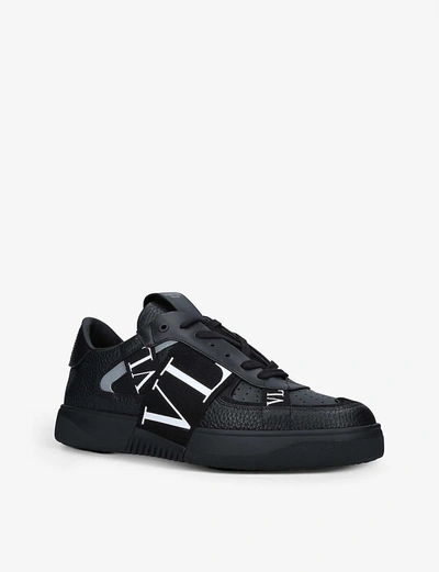 Valentino Garavani Black Calf Leather Bos Taurus Low Top Sneakers