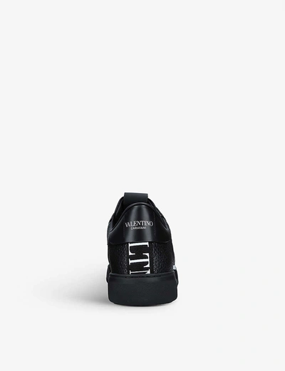 Shop Valentino Garavani Men's Black Vl7n Logo-embellished Leather Trainers