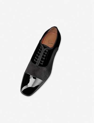 Shop Christian Louboutin Greggo Leather And Lurex Oxford Shoes In Black