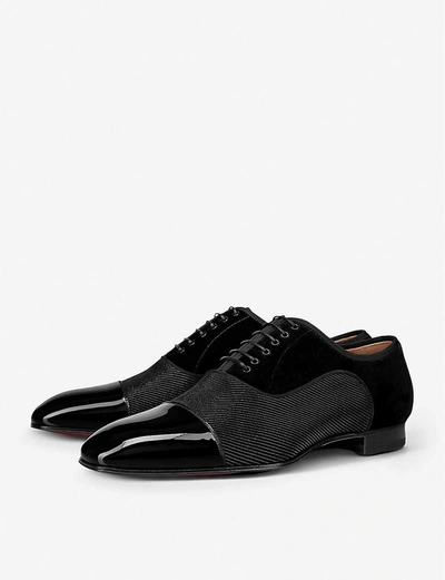 Shop Christian Louboutin Greggo Leather And Lurex Oxford Shoes In Black