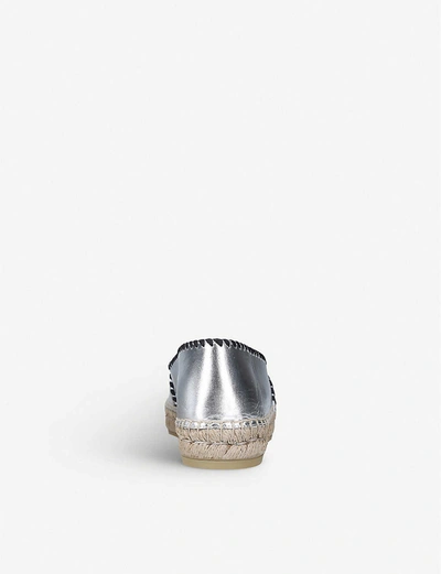 Shop Gucci Miguel Metallic Leather Espadrille Sandals In Silver