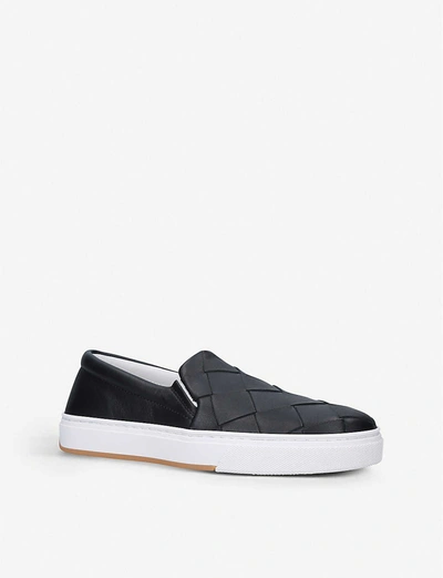 Shop Bottega Veneta Intrecciato Woven Leather Skate Shoes