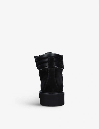 Shop Valentino Vltn Leather Hiking Boots In Black