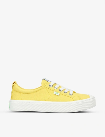 Shop Cariuma Ladies Oca Low Lace-up Canvas Trainers In Yellow