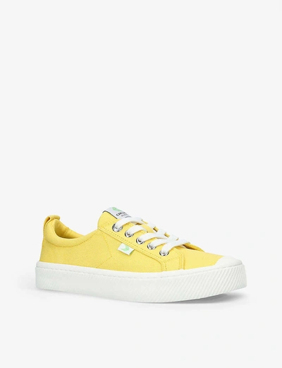 Shop Cariuma Ladies Oca Low Lace-up Canvas Trainers In Yellow