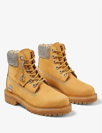 jimmy choo x timberland crystal embellished ankle boots