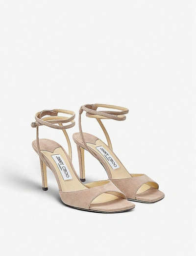 Jimmy Choo Mori 85 Suede Sandals In Neutral ModeSens