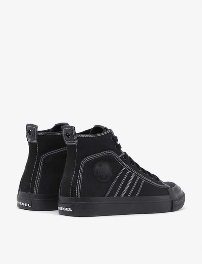 Shop Diesel S-astico Mid-top Cotton Trainers In Black