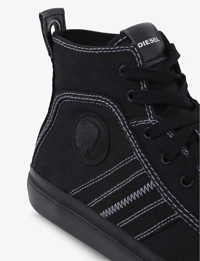 Shop Diesel S-astico Mid-top Cotton Trainers In Black