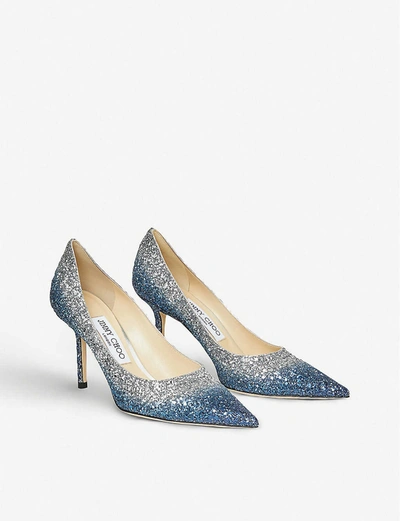 Shop Jimmy Choo Love 85 Glitter Dégradé Courts In Denim/silver