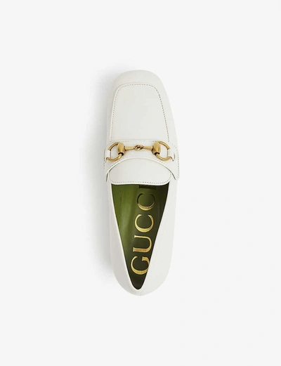 Shop Gucci Houdan Horsebit Leather Platform Loafers In White