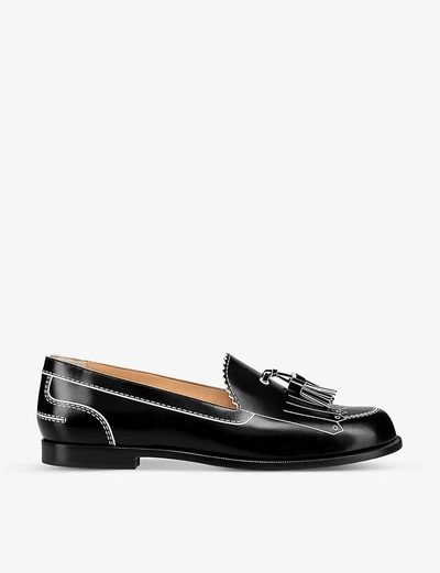 Shop Christian Louboutin Trompinetta Flat Calf Abrasivato Black/w In Black/white