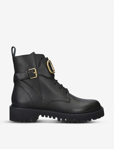 Shop Valentino Logo-plaque Leather Ankle Boots In Black