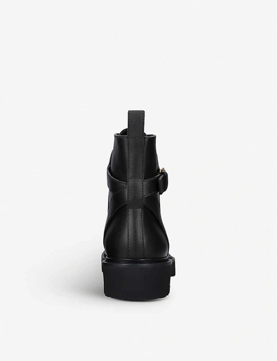 Valentino Go Logo Embellished Leather Ankle Boots In Black