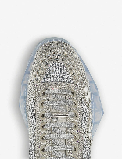 Shop Jimmy Choo Womens Crystal Diamond Crystal-embellished Suede Low-top Trainers 2