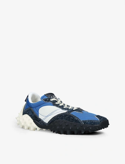Shop Eytys Fugu Spike Textile And Leather Trainers In Blue