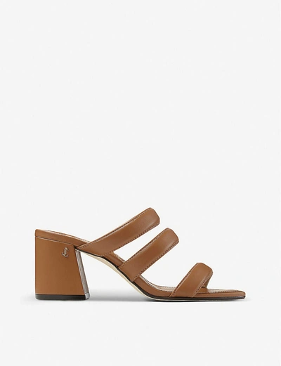 Shop Jimmy Choo Auna 65 Block-heel Leather Mules In Cuoio