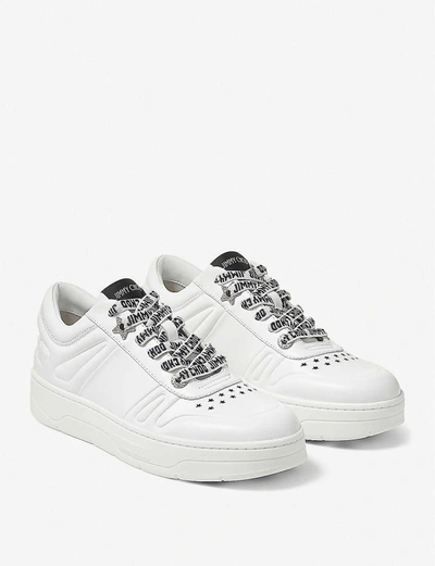 Shop Jimmy Choo Hawaii Logo-lace Leather Trainers