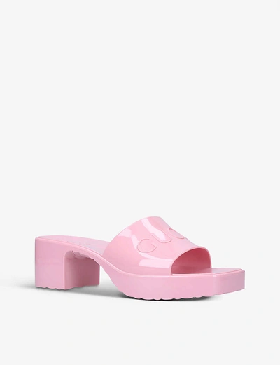 Shop Gucci Womens Pink Logo-embossed Rubber Mules 6