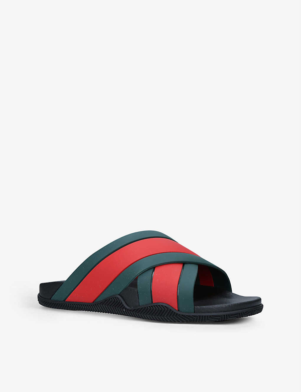 gucci men's web rubber slide sandal
