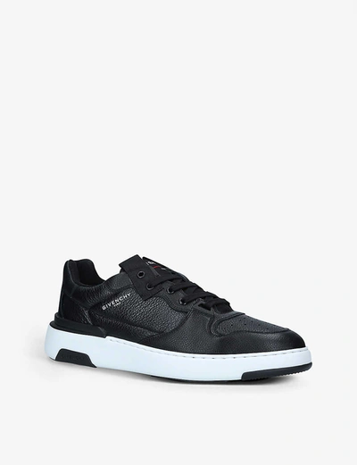 Shop Givenchy Mens Blk/white Wing Logo-embellished Leather Trainers 11