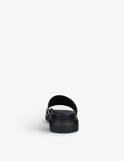 Shop Alexander Mcqueen Men's Blk/white Show Logo-print Rubber Sliders