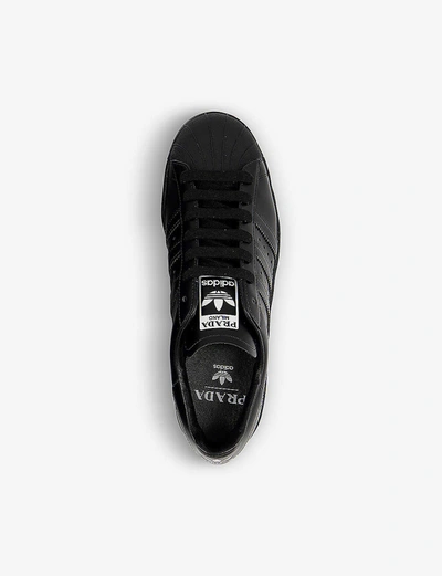 Shop Adidas Statement Adidas X Prada Superstar Leather Trainers In Black Black Black