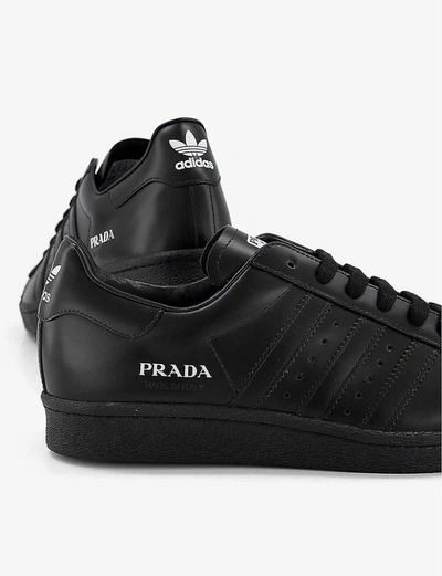 Shop Adidas Statement Adidas X Prada Superstar Leather Trainers In Black Black Black