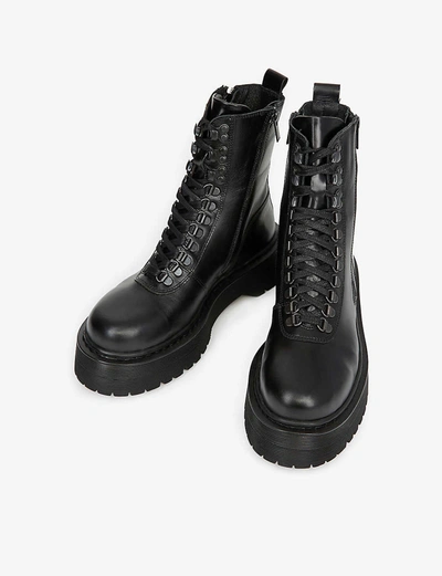 Shop The Kooples Lace-up Leather Boots In Bla01