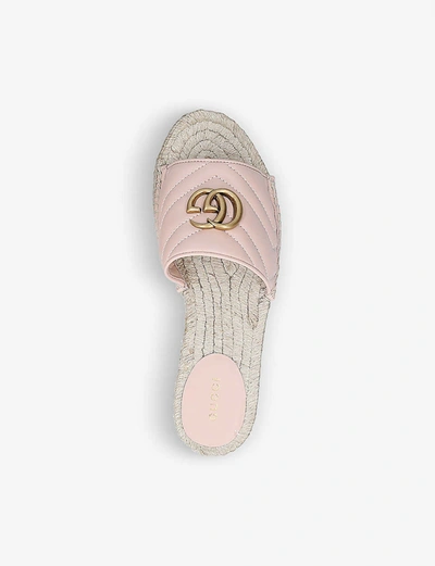 Shop Gucci Pilar Leather Espadrille Sliders In Pale+pink