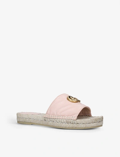 Shop Gucci Pilar Leather Espadrille Sliders In Pale+pink