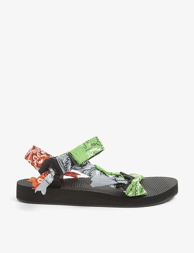 Shop Arizona Love Trekky Bandana-print Woven Sandals In Green+mix