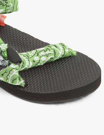 Shop Arizona Love Trekky Bandana-print Woven Sandals In Green+mix