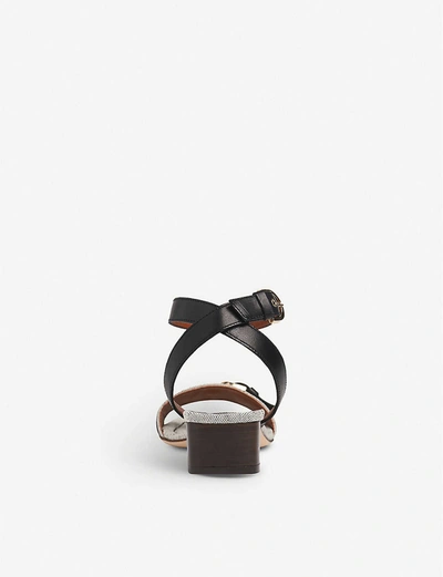 Shop Lk Bennett Sadie Buckled Leather And Canvas Sandals In Bla-black