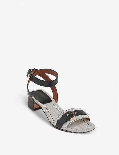 Shop Lk Bennett Sadie Buckled Leather And Canvas Sandals In Bla-black