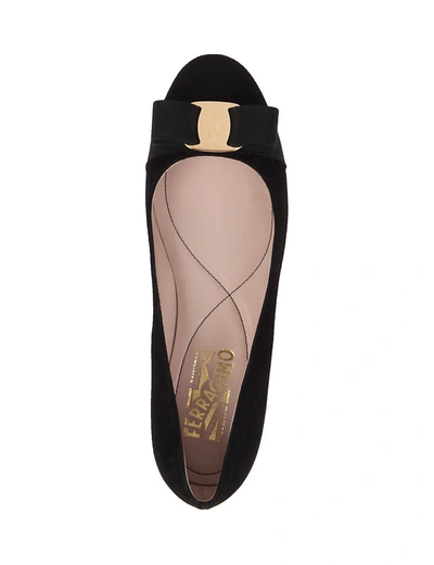 Shop Ferragamo Varina Patent-leather Ballet Flats In Black