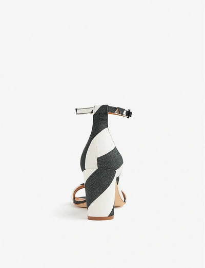 Shop Lk Bennett Nissi Striped Satin Heeled Sandals In Mul-black/white