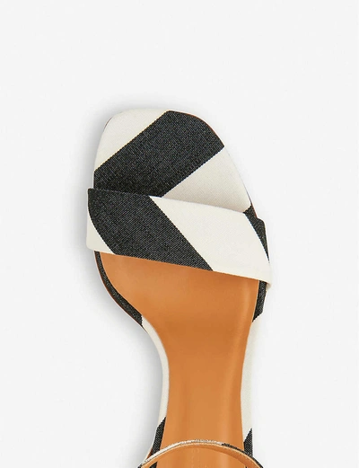 Shop Lk Bennett Nissi Striped Satin Heeled Sandals In Mul-black/white
