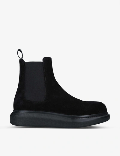 Shop Alexander Mcqueen Mens Black Show Suede Chelsea Boots 11