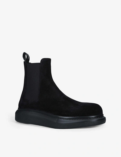 Shop Alexander Mcqueen Mens Black Show Suede Chelsea Boots 11