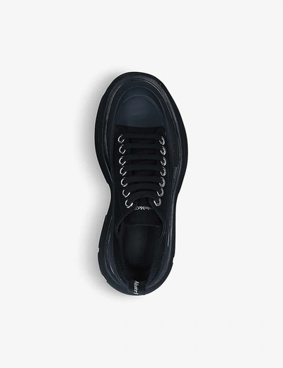 Alexander Mcqueen Black Canvas Tread Slick Platform Low Sneakers In Black