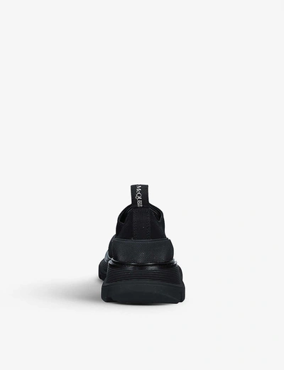 Alexander Mcqueen Black Canvas Tread Slick Platform Low Sneakers In Black