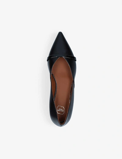 Shop Malone Souliers Colette Pointed-toe Leather Ballet Flats In Black