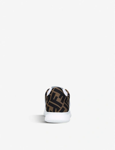 Shop Fendi Boys White Kids Pump Logo-embellished Leather And Woven Trainers 6-7 Years 12