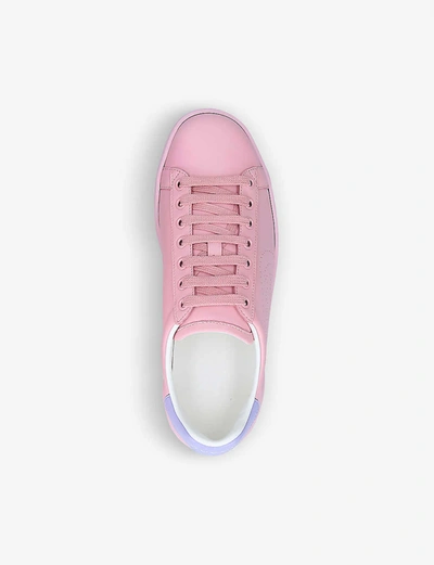 Shop Gucci New Ace Perforated Leather Trainers In Pink