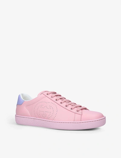 Shop Gucci New Ace Perforated Leather Trainers In Pink