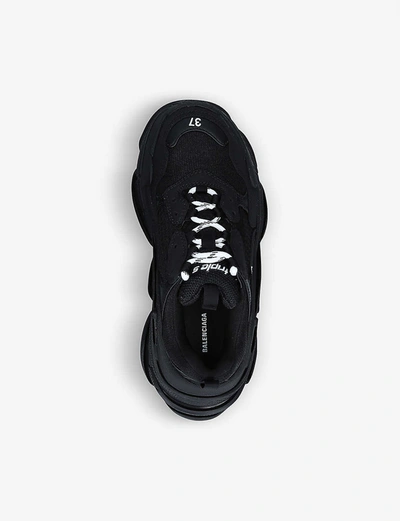 Shop Balenciaga Triple S Suede And Mesh Trainers In Black