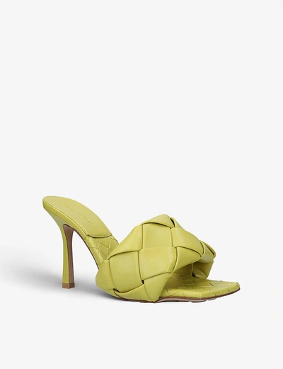 Shop Bottega Veneta Lido Intrecciato-woven Leather Heeled Mules