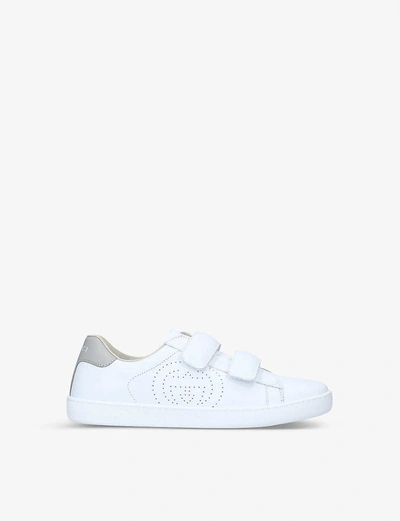 Shop Gucci New Ace Leather Trainers 4-9 Years In White