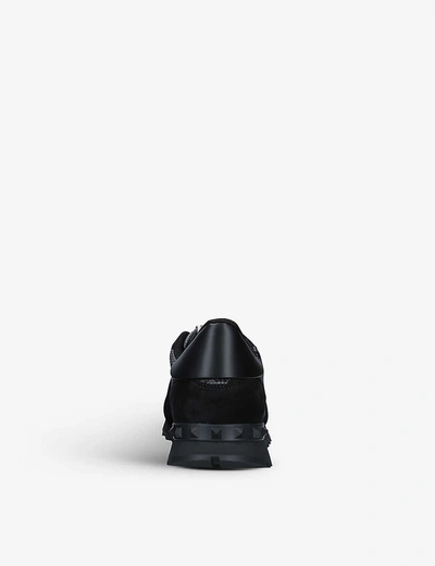 Valentino Garavani Mans Rockrunner Camouflage Noir Leather And Fabric Sneakers In Black